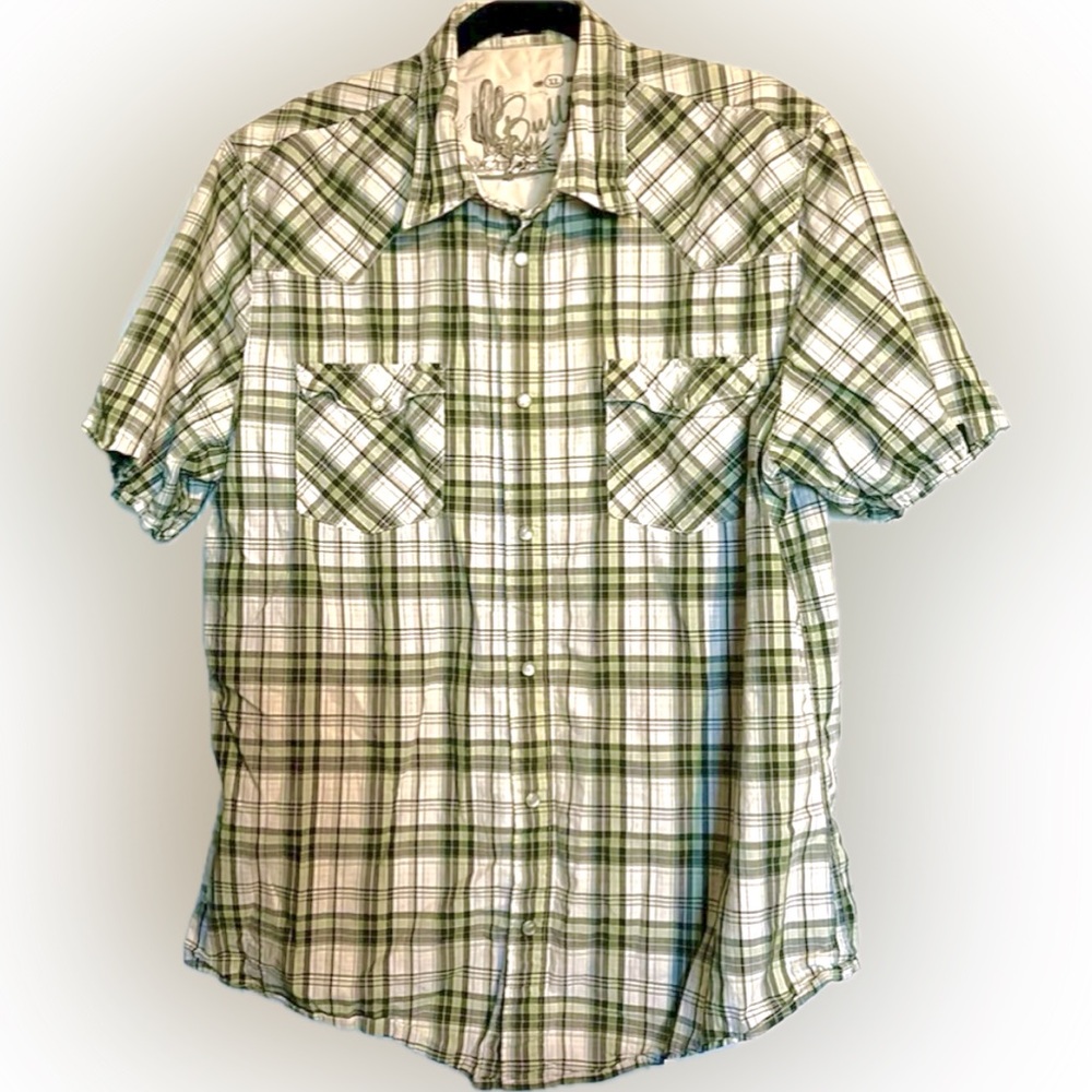 Bullhead Green Plaid Casual Button Down Shirt